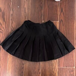 Black Pleated Mini Skater Skirt for Work